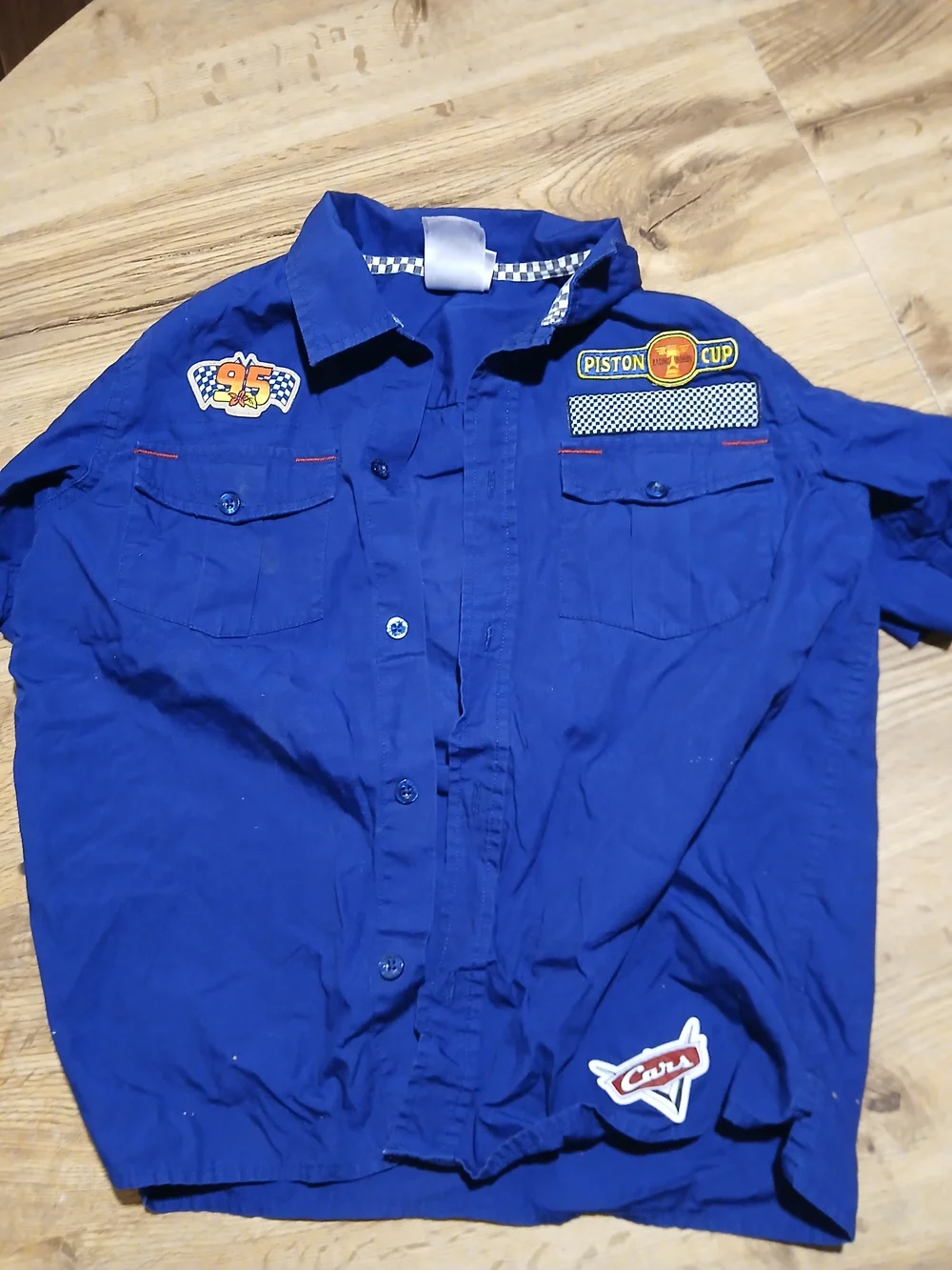 Cars Themed Blue Short-Sleeve Button Shirt
